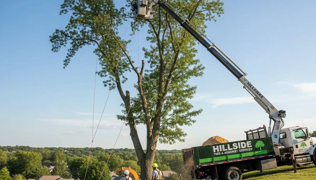 Professional tree removal service in Oak Park, IL safely cutting and clearing large trees