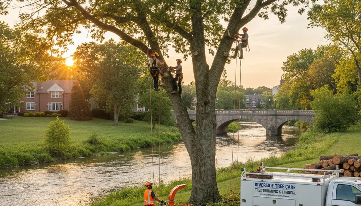 Professional tree removal service in Oak Park IL safely clearing large oak tree