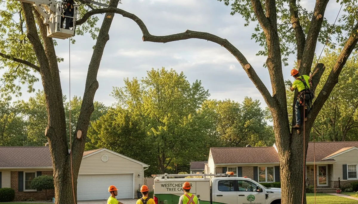 Professional tree removal service in Oak Park IL safely cutting large tree branches